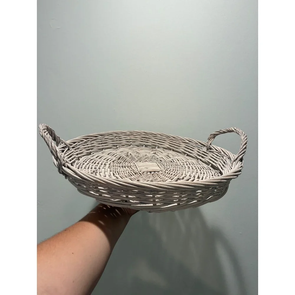 Unbranded Wicker Tray Basket OS Whitewash